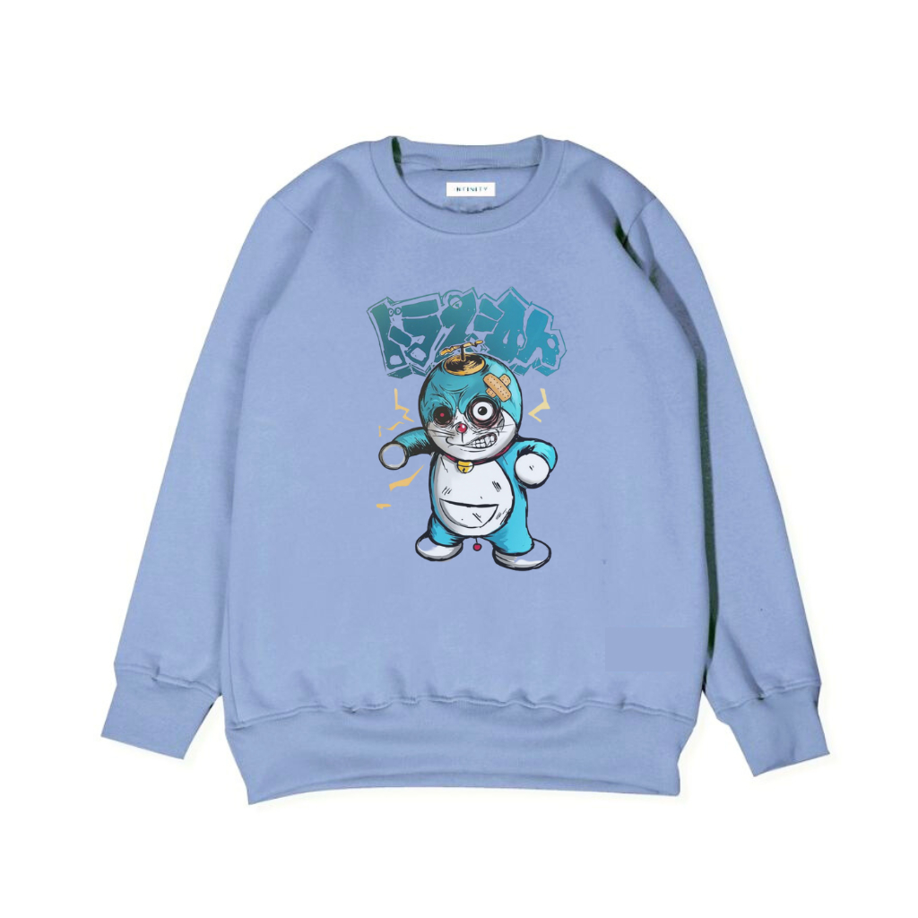 Berdine Crewneck Pria Sablon Angry Doraemon Original Brand Berkualitas Premium Sweater Crunek Oversize Unisex