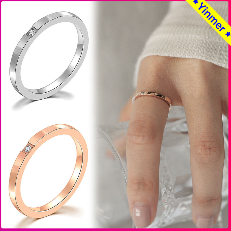 COD✨Cincin Titanium Wanita Emas/Perak/Rose Gold Anti Karat Asli Tidak Luntur Hadiah Fashion Korea Ak