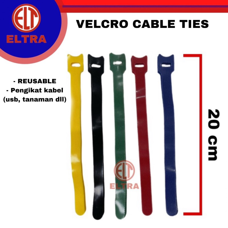 Tali pengikat velcro pengikat tanaman kabel audio 20cm warna warni cord holder