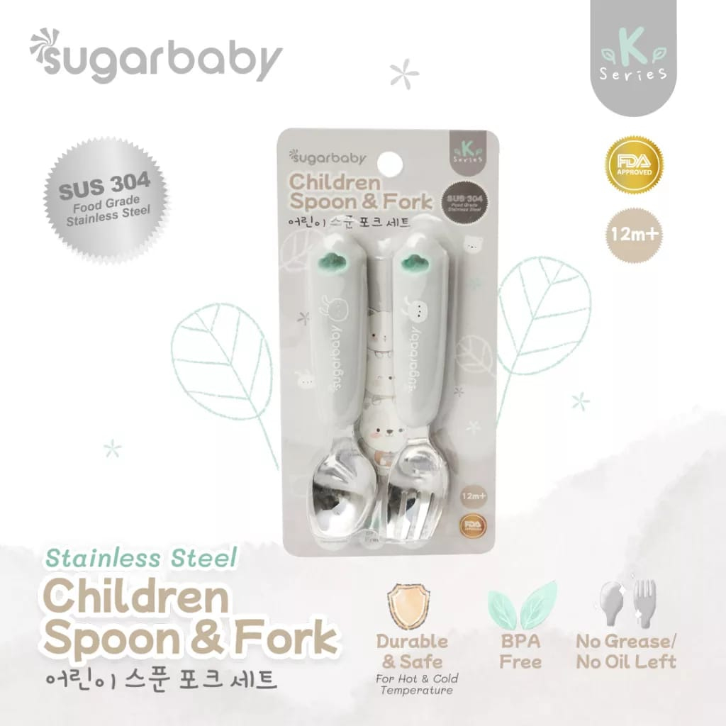 Sugar Baby Stainless Steel Children Spoon &amp; Fork/ Sendok Garpu Stainless Sugarbaby