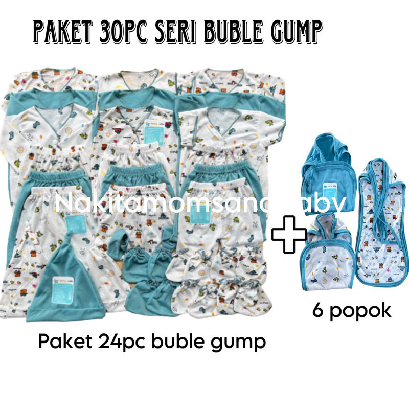 39pcs Paket perlengkapan Swaddle /Bedong baju bayi celana bayi baru lahir/Newborn warna terbaru Buble gump series Promo 8.8