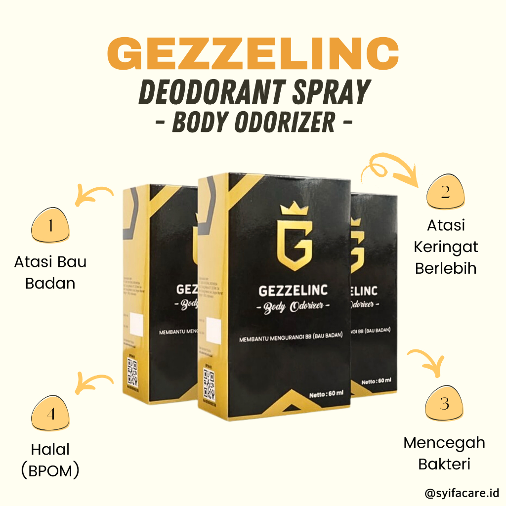 Deosorant Spray Gezzelinc Body Odorizer Anti Bau Ketiak Dan Keringat Berlebih Mencegah Bakteri Muncu