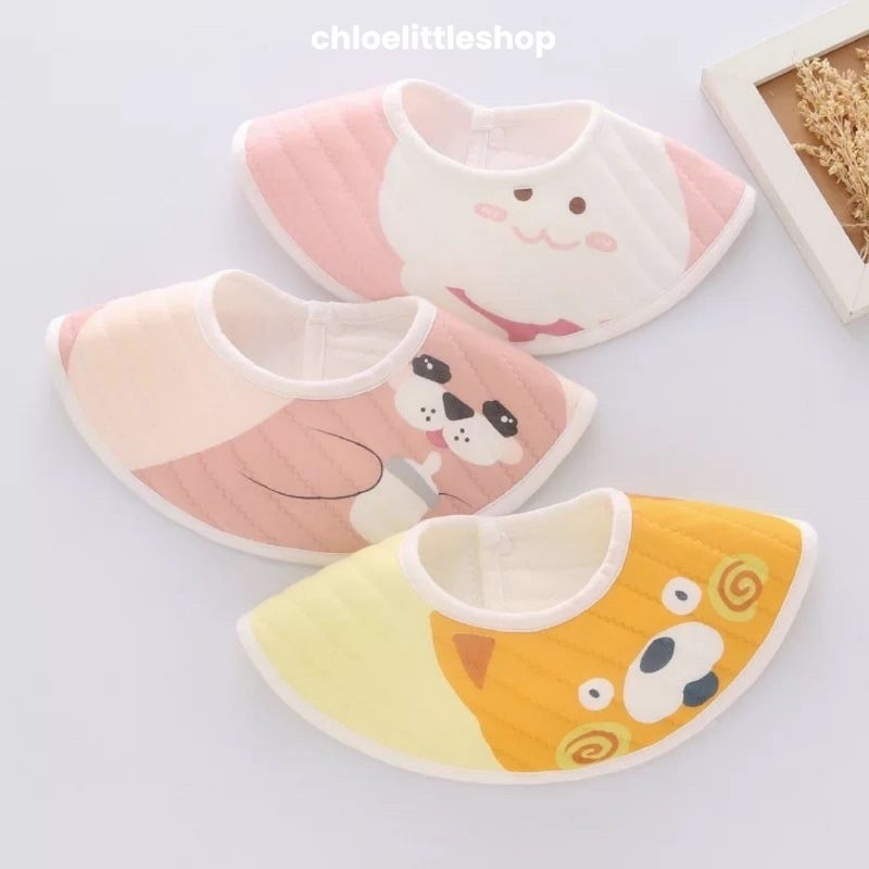 Isi 3pcs Baby Round Bib / 360 Bib Slabber Tatakan Iler Anak Bayi / Celemek