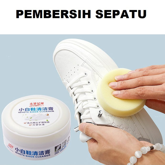 Krim Pemutih Sepatu Sneakers / Krim Pembersih Sofa 260 G+ Spons / Little White Shoe Cleaner / Krim Pembersih Sepatu Putih Mudah dan Praktis Tanpa Dicuci