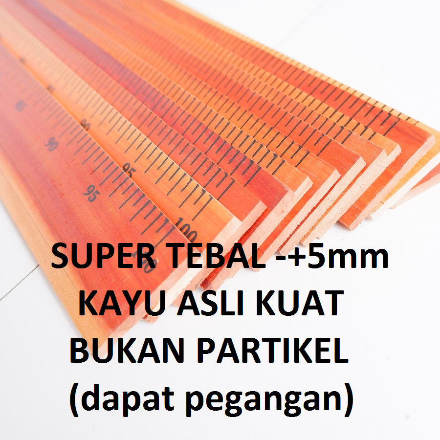 

1 LUSIN Penggaris Kayu 1 Meter Tebal 4-5mm - 12 buah