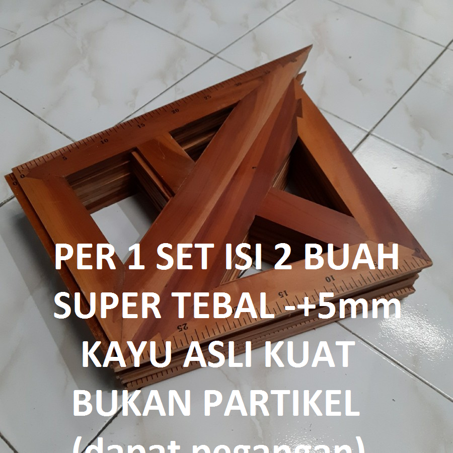 

12 SET Penggaris Kayu Segitiga Pendawa 46cm Triangle Ruler Set