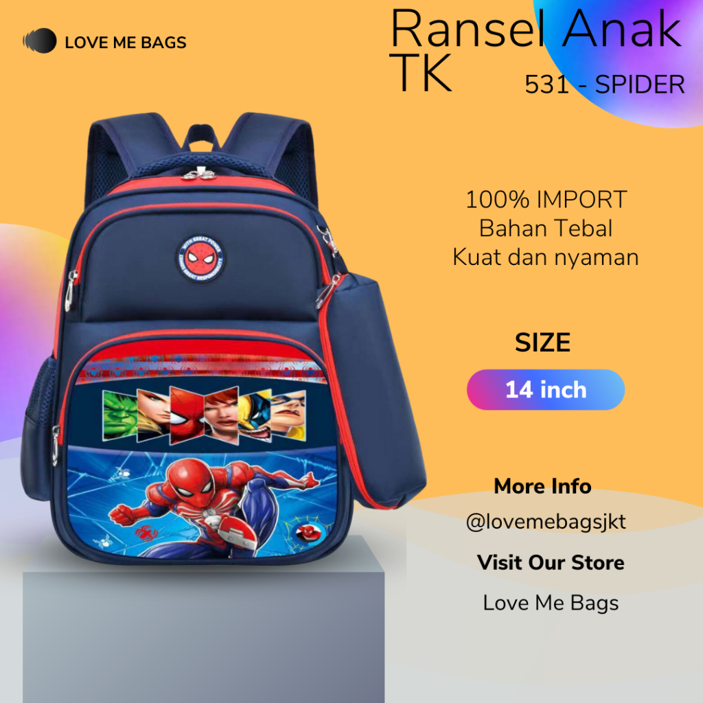 LMB Tas  Anak Laki Laki TK Import Gambar Karakter Superhero KEREN