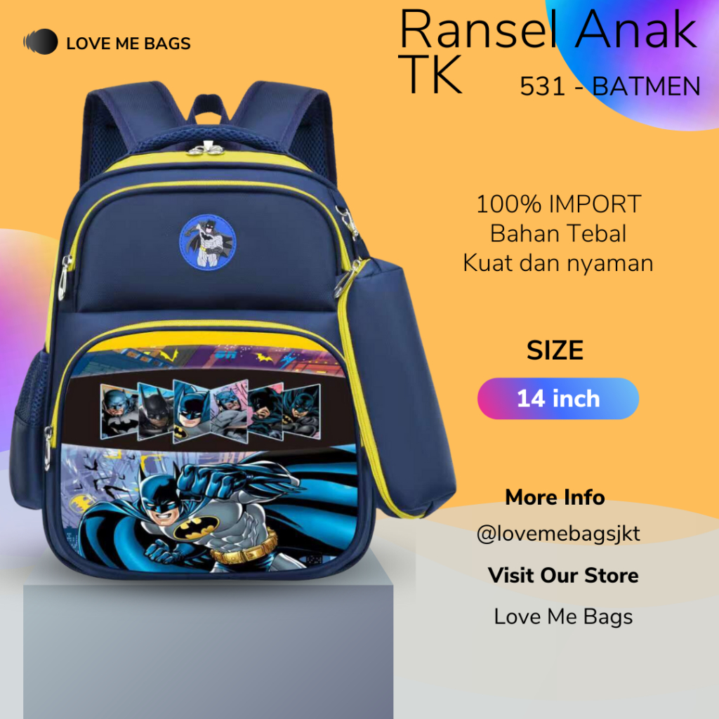 LMB Tas  Anak Laki Laki TK Import Gambar Karakter Superhero KEREN