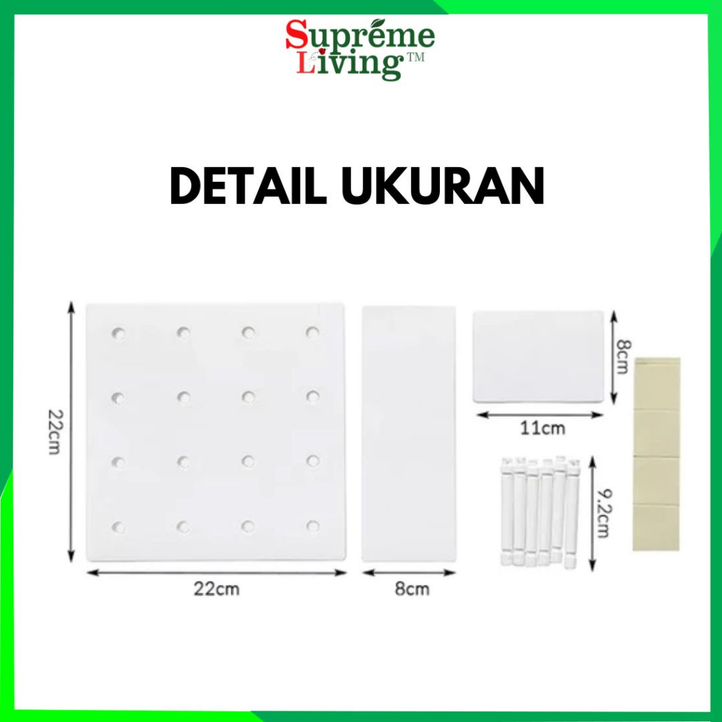 Rak Dinding Papan Lubang Tempel Praktis Tanpa Paku Bor Pegboard Storage Shelf