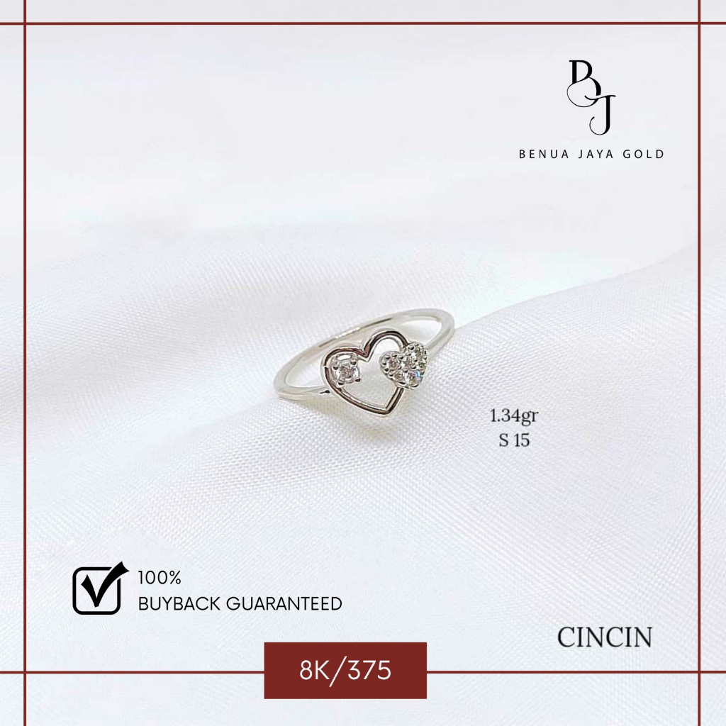 Cincin Love Emas Putih 8K/375