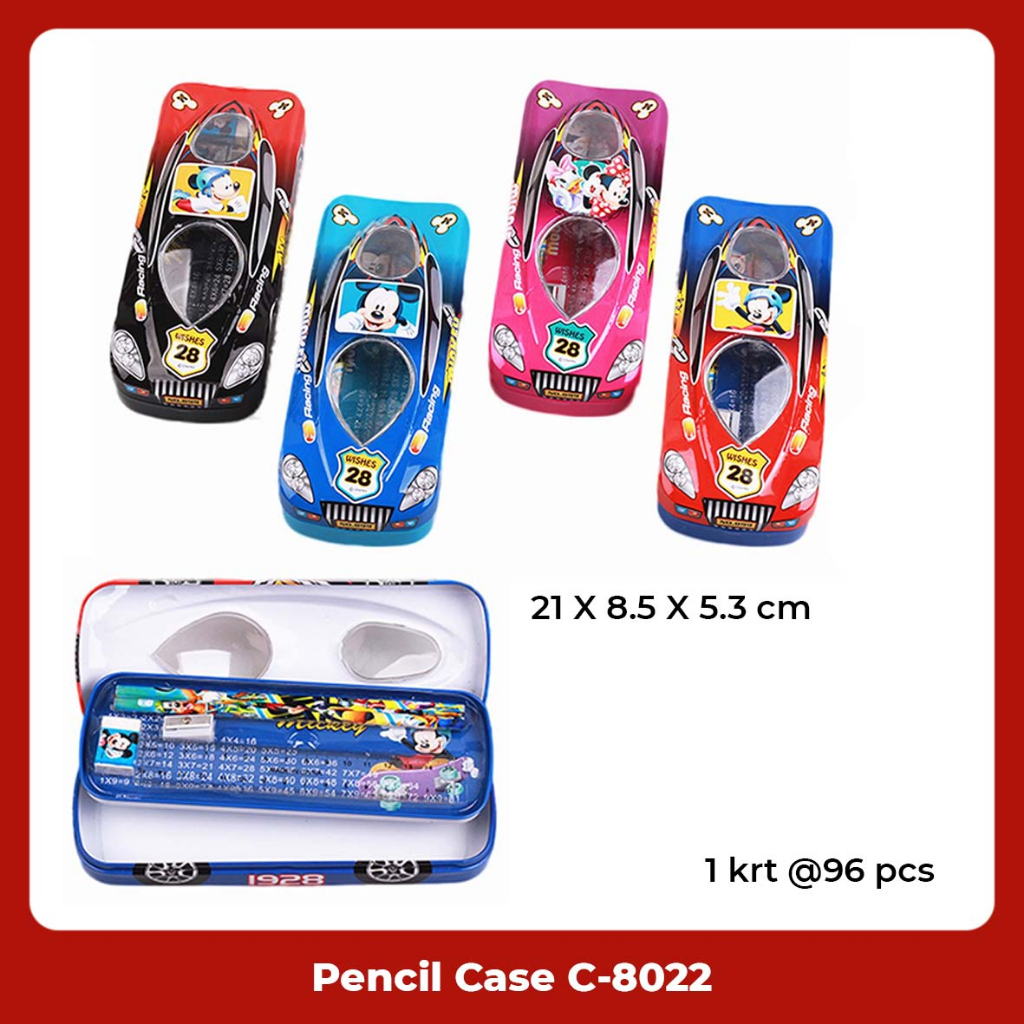 Tempat Pensil / Pencil Case / Kotak Pensil Kaleng Mobil Motif Mickey Mouse Fancy Lucu C-8022