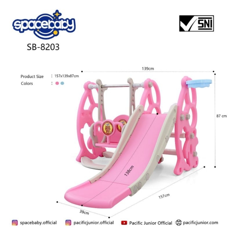 Mainan Anak Perosotan Ayunan Slide Swing Model Dino SB 8203 By Spacebaby