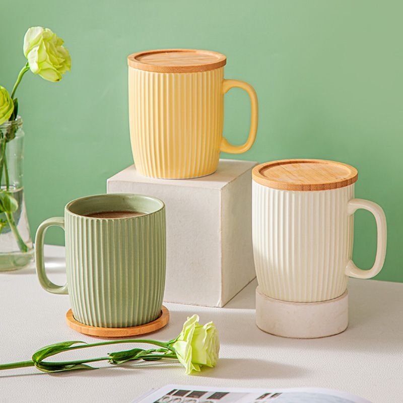 

2Xbtygneal Sakha Snack ) Mug Gelas Kopi Teh Susu Keramik 400Ml Dengan Penutup Gelas Bambu
