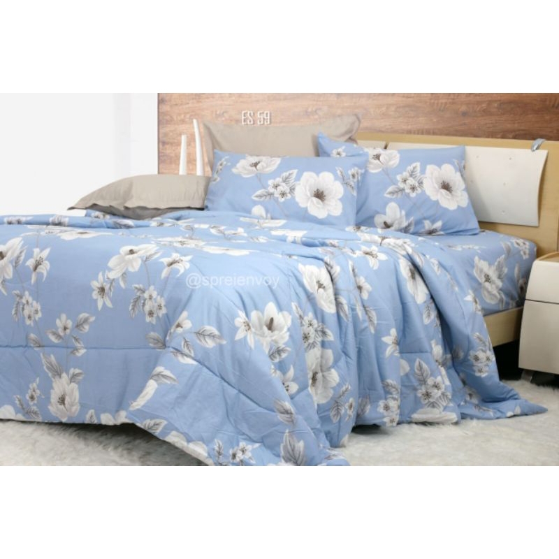 SPREI ENVOY SET BED COVER tinggi 30cm bahan katun cvc dingin, halus dan nyaman dipakai.