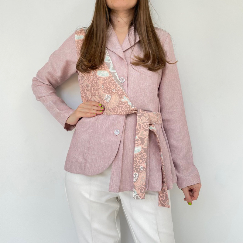 Atasan Batik B 50 Soft Pink Blus Kerja Wanita