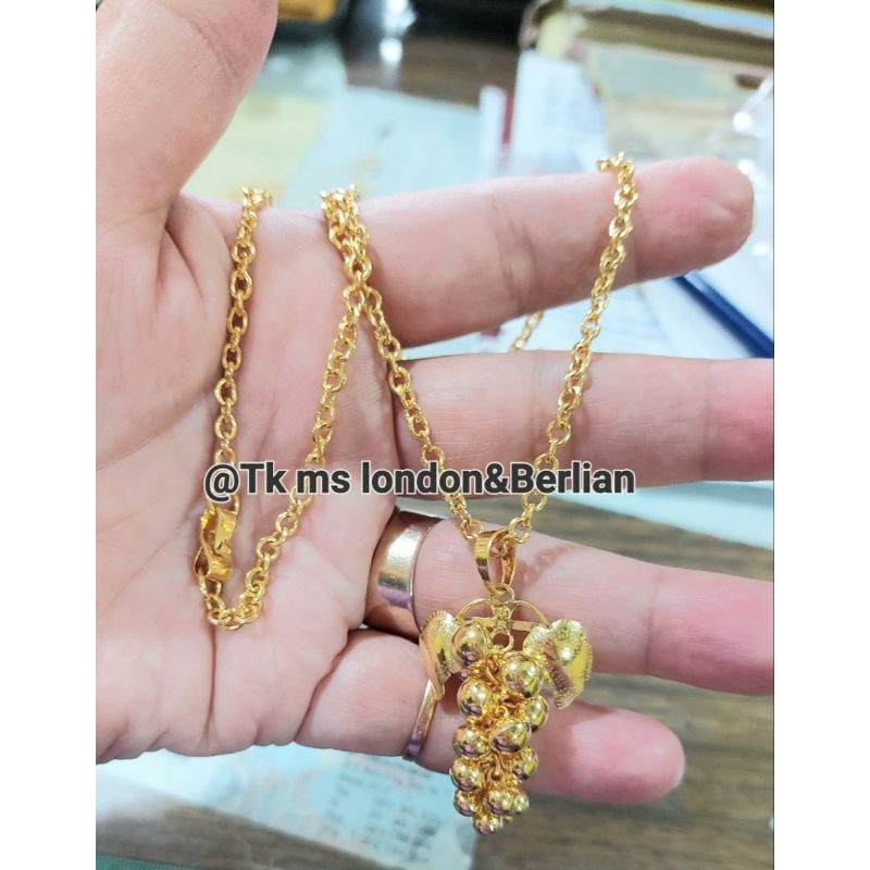 Rante Kalung + liontin Mas London 24K.Kadar 999,9%.