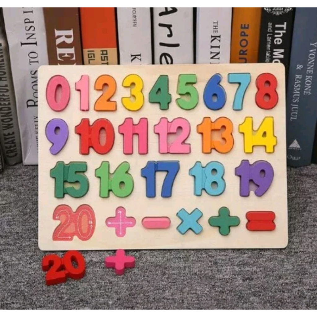 CHUNKY PUZZLE TRACING ABC ALPHABET AND 123 NUMBER WOODEN PUZZLE KAYU ANAK