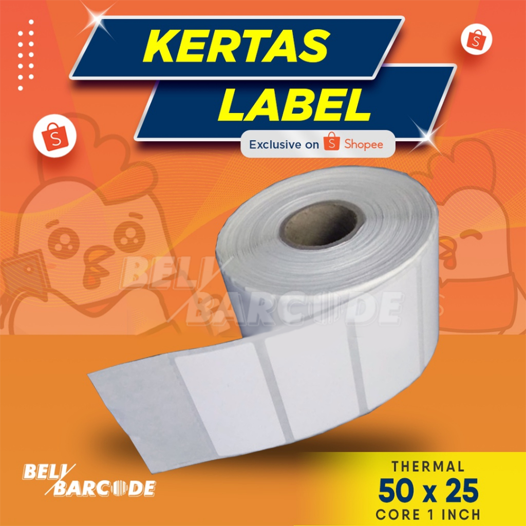 Label Barcode Thermal 50 x 25mm 1 Line Isi 800 Pcs