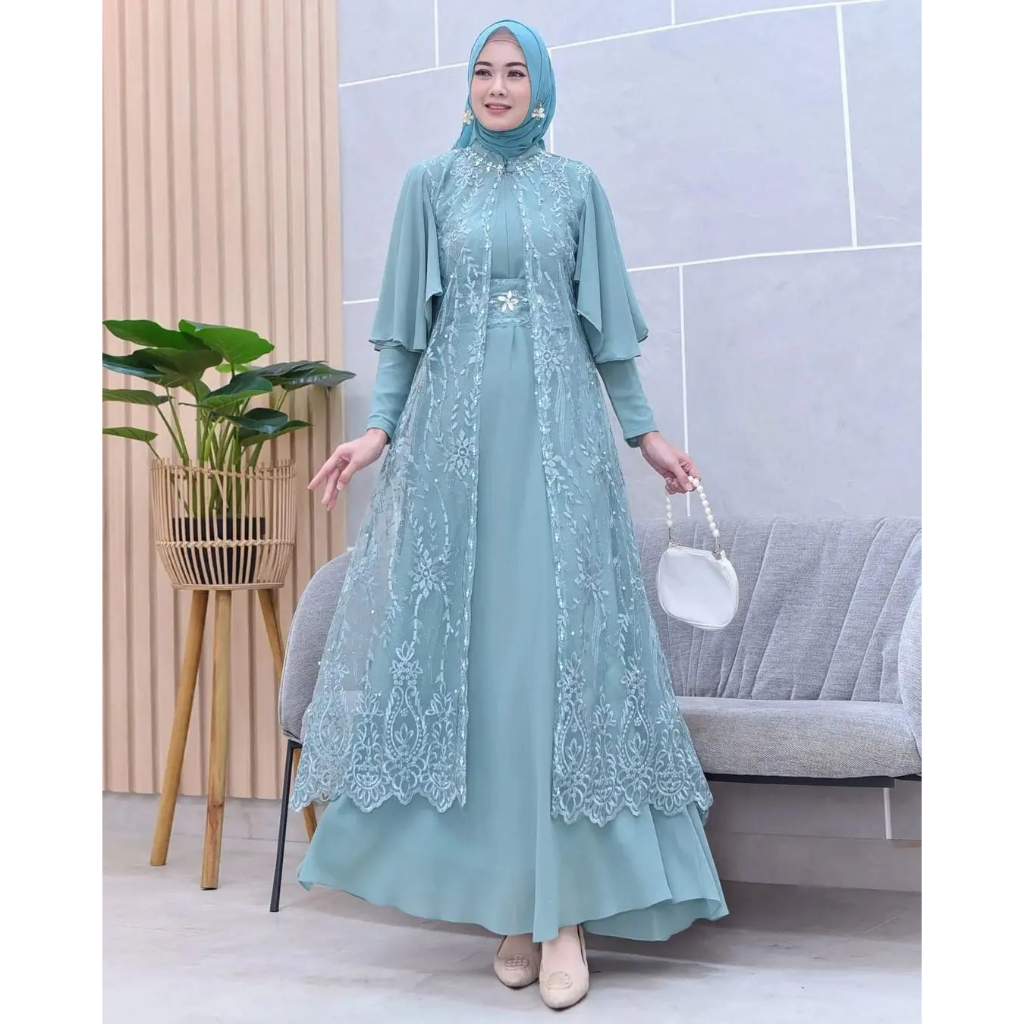 Bajurancak Baju Gamis Pesta Kekinian 2023 Matt Ceruty Mix Brukat Zipper Depan Aplikasi Mutiara Clarisa Dress Dress Kondangan Wanita Modern Mewah Fasshion Muslim