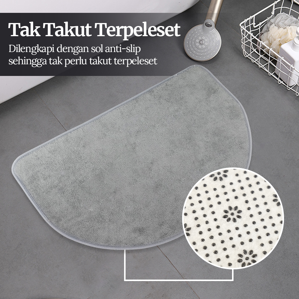 Keset Kamar Mandi Non-Slip Super Absorbent Quick Dry 60x40cm - JS-64 - Gray