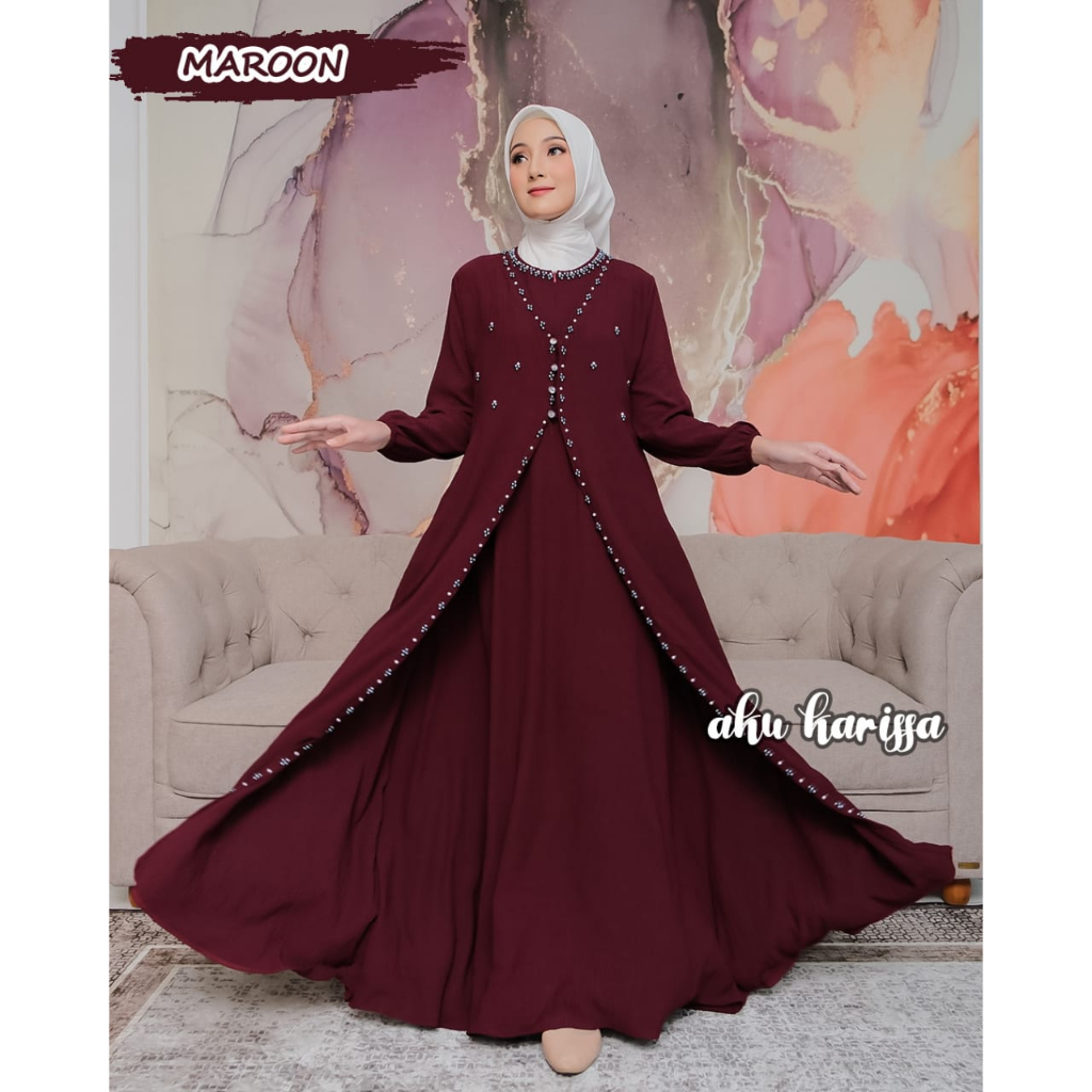 DRESS CRINGKEL ZENIRA NADIYA AKU KARISSA MIX ORNAMEN PAYET MEWAH GAMIS PESTA KONDANGAN HAJATAN SERAGAMAN HARI RAYA LEBARAN NEW ARRIVAL LUX HITAM POLOS