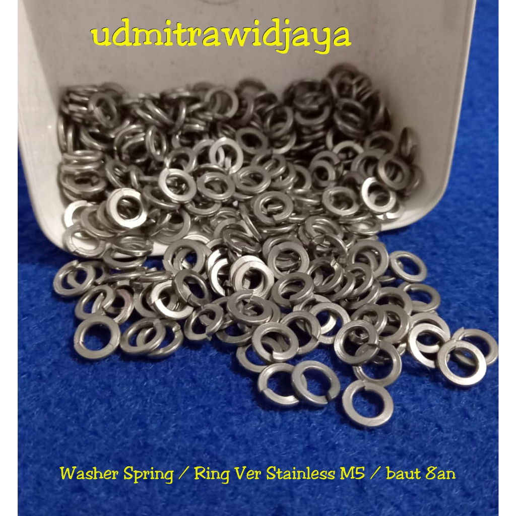 Ring Verr washer spring stainless stell TEBAL M5 / kunci 8 dan 8 an ringver 8an ring plat tebal M5 washer spring ring ver stenlis lebar uk baut 8an ring tebal baut 8 ring plat stainless M5 p 0.8 p 1.0 WS ss M5