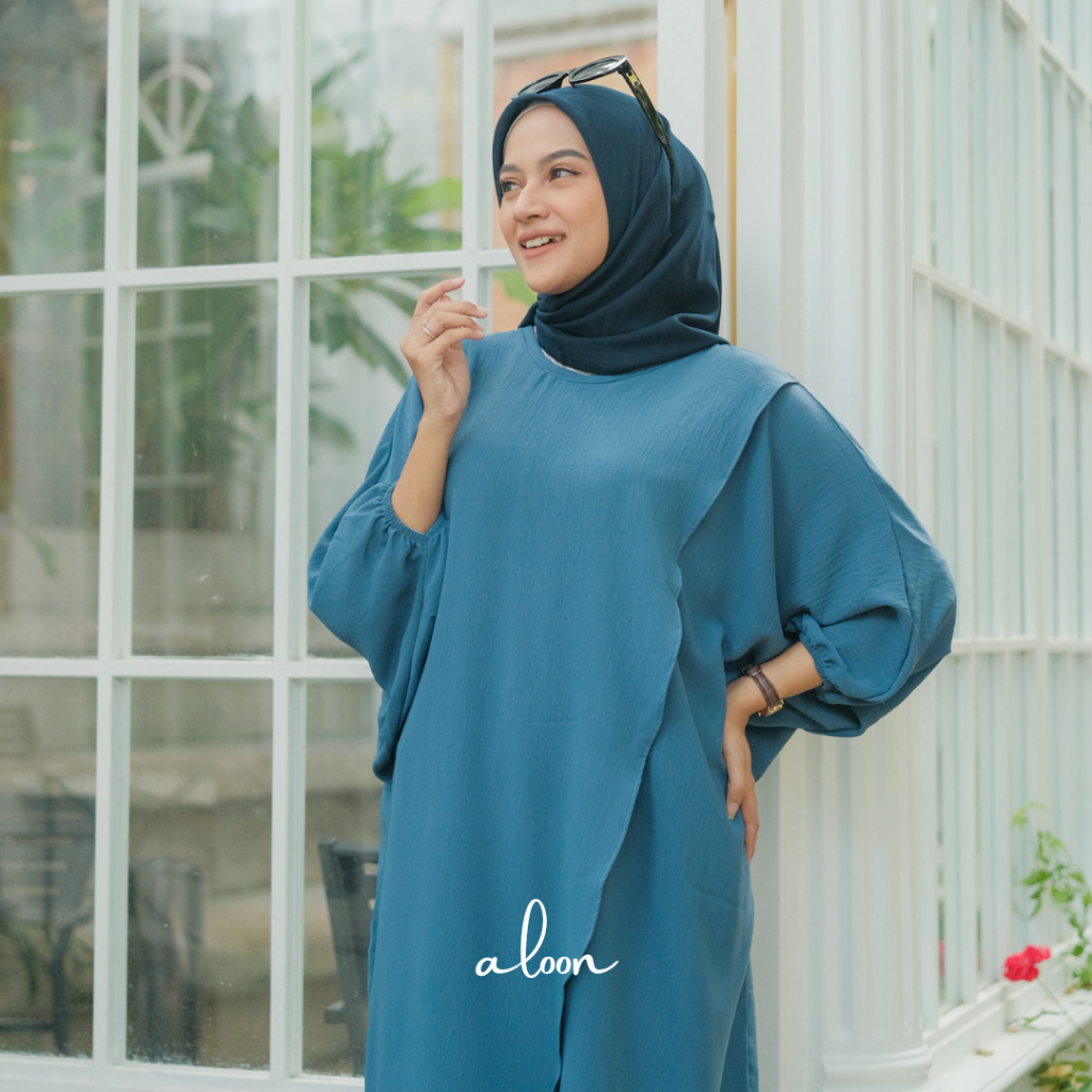 Anya Tunik Bahan Crinkle Airflow Busui Friendly – Long Tunik Pakaian Wanita Terbaru