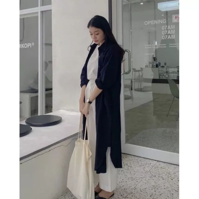 Tamstore Tunik Wanita Jumbo Baju Atasan Wanita Crinkle Oversize Kancing LD 130