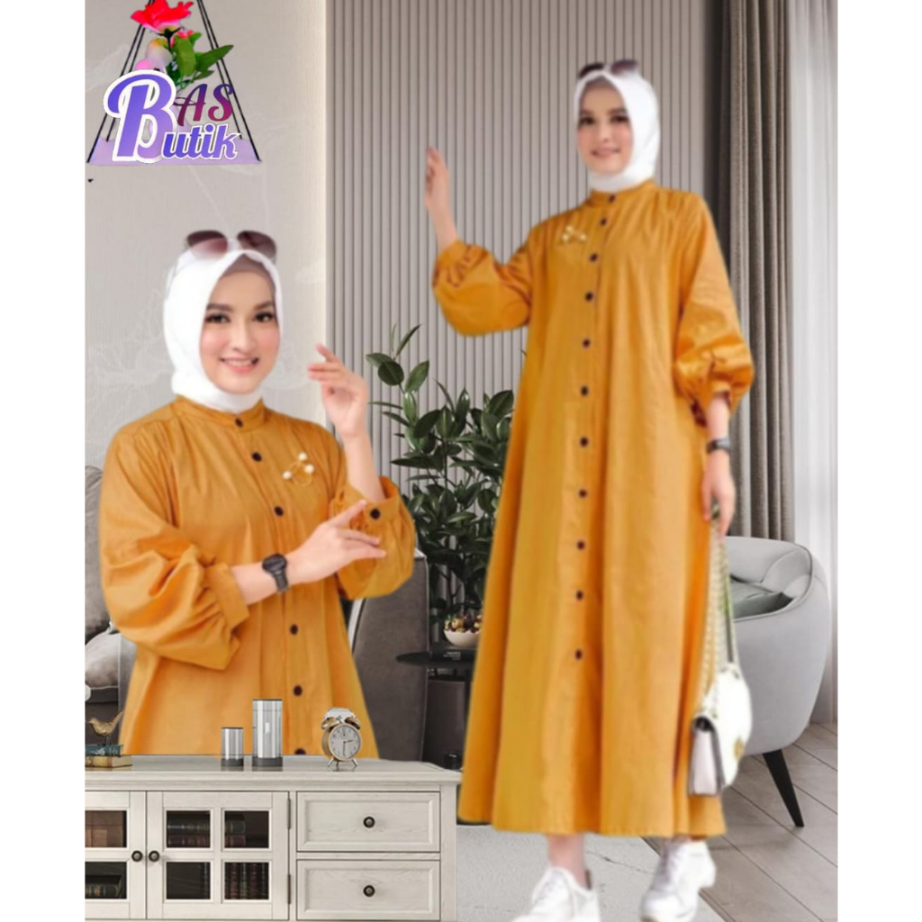 DRESS POLOS KANCING AKTIF TERBARU CASUAL JUMBO PAKAIAN WANITA REMAJA KEKINIAN MIDI DRES BUSUI TERMUR