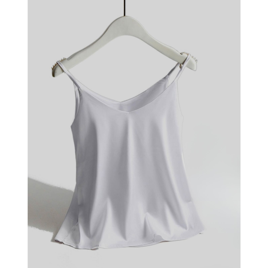 CRUINNE Knotted Tanktop Satin Silk Top Kondangan | top satin putih formal | party | premium silk top