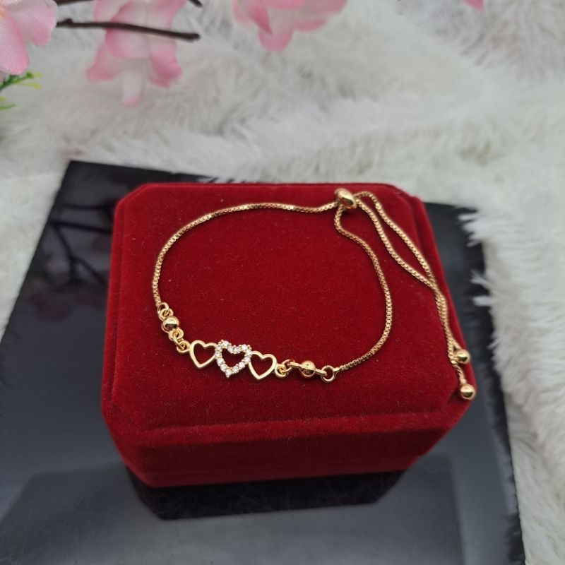 Gelang Tangan Serut Model tripel love lapis emas