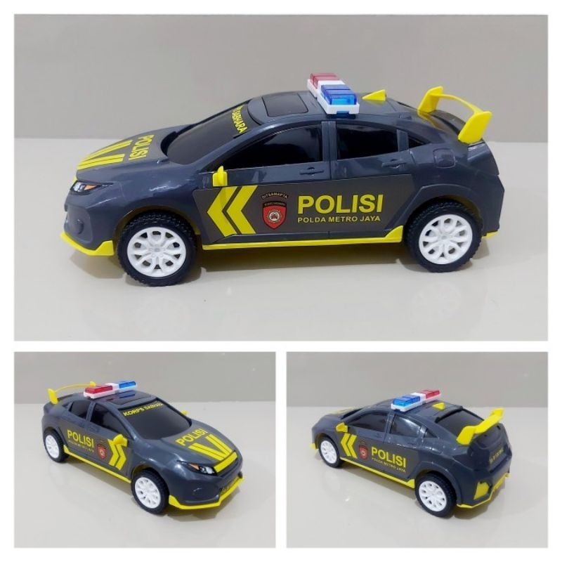 mainan mobil patroli polisi - miniatur mobilan police sedan anak laki cowok