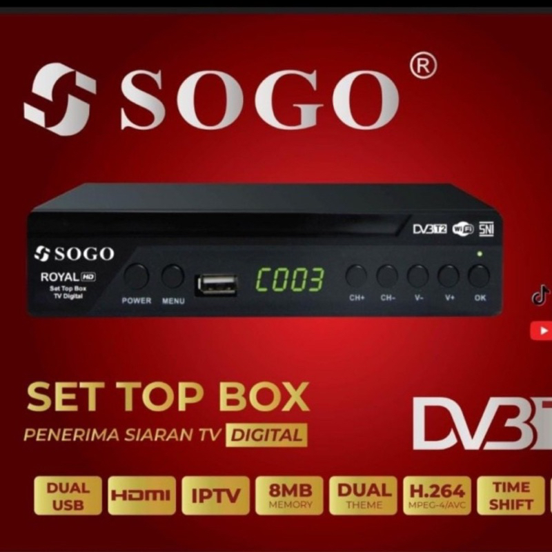 Makassar  Set Top Box ORIGINAL DVB-T2 Sogo Royal Receiver Siaran TV Digital HD STB