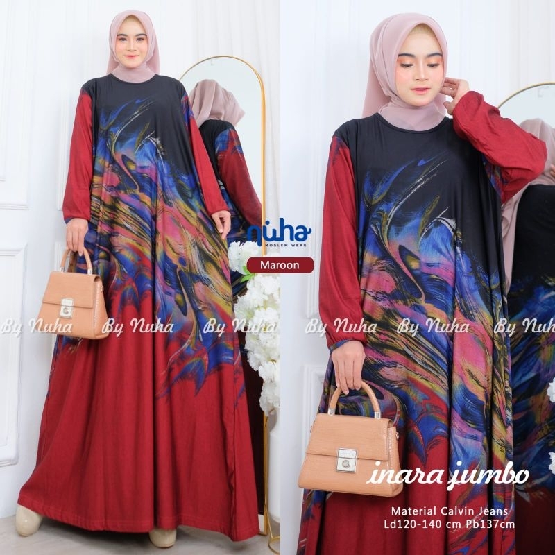 Gamis jumbo LD 120 XL XXL XXXL Inara jumbo maxy gamis jumbo terbaru keninian gamis calvin jeans moti