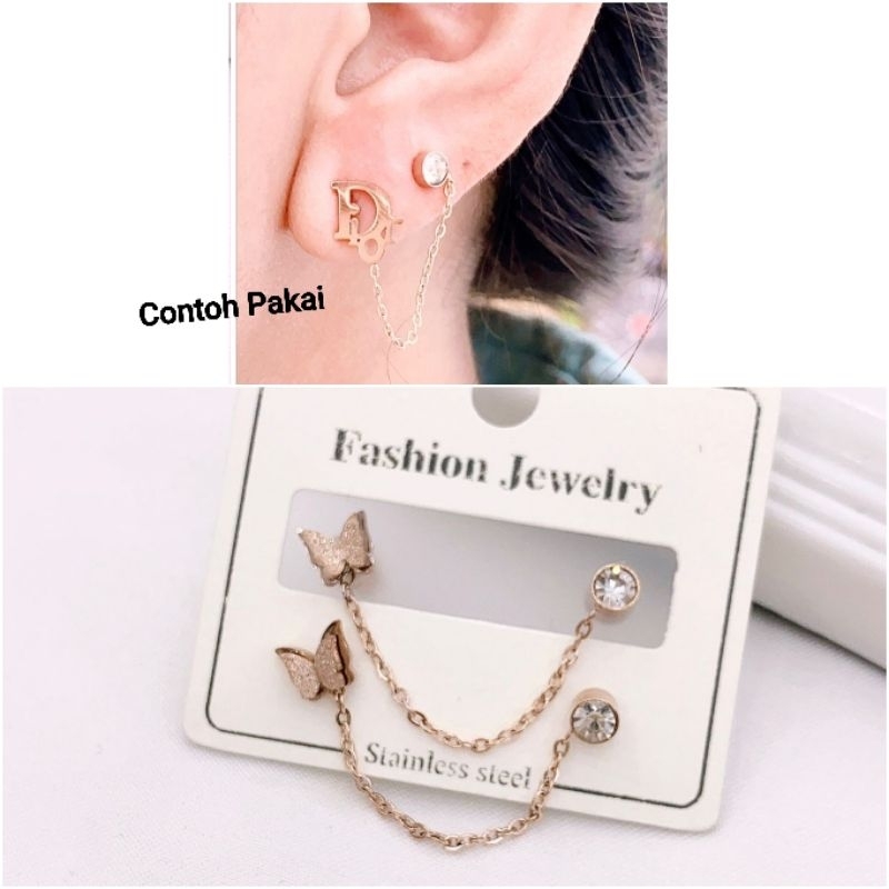 Anting Titanium asli Premium Quality Anti Karat Anti Alergi Anting Stainless steel Ori At292