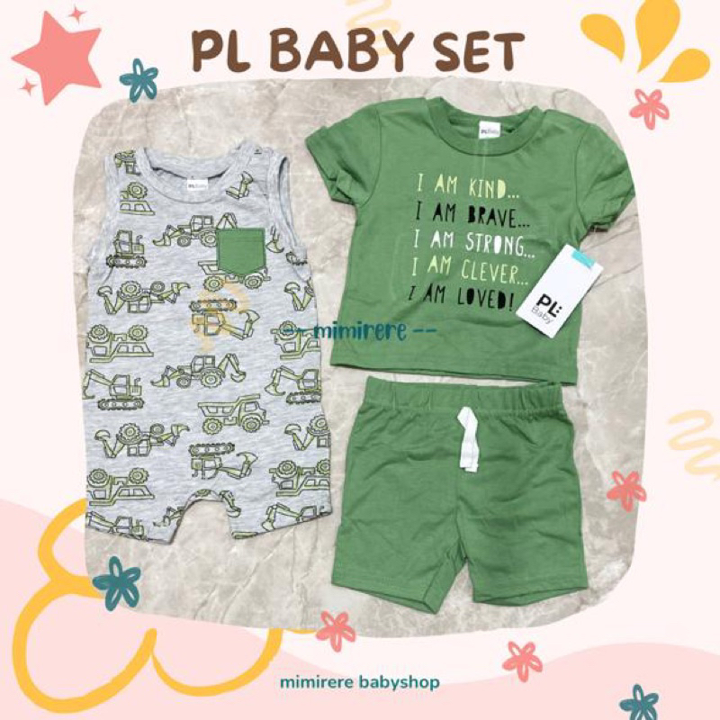 PL Baby Set Romper Tee Short | Setelan Pendek + Jumpsuit PL Baby