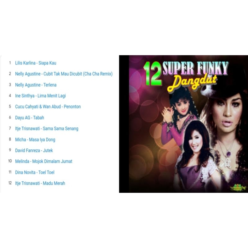 cd music album 12 super funky dangdut 1990