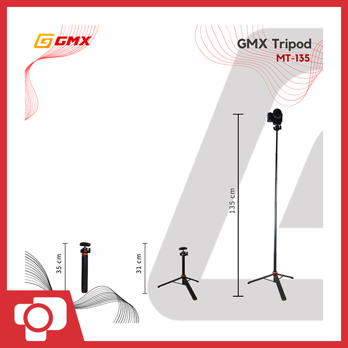 GMX MT-135 Table Tripod Selfie Stick Tongsis Smartphone Kamera MT135 Dual Coldshoe