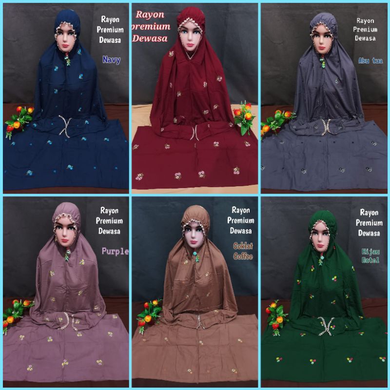 Mukena Rayon Warna Terusan Dewasa Dan Jumbo| Mukena terusan Rayon