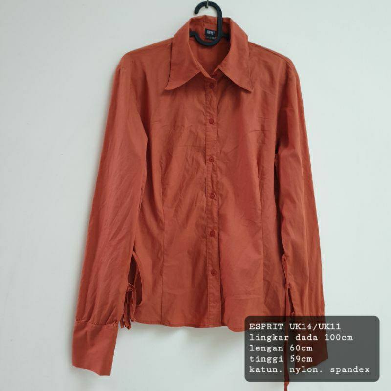 Esprit Kemeja Lengan Panjang Wanita in Terracota UK14 - Preloved