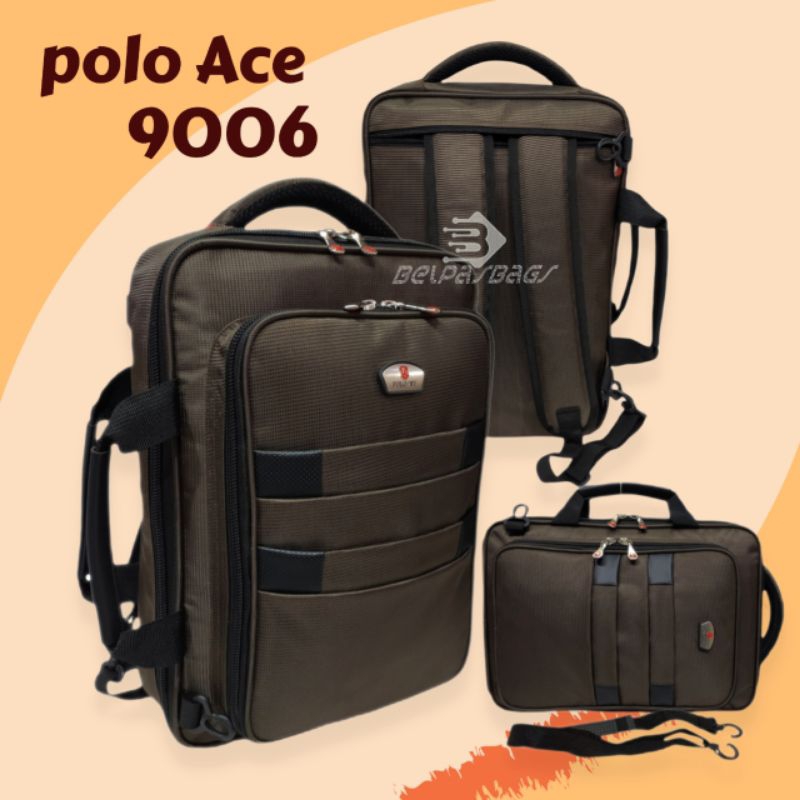 Polo Ace tas laptop tas kerja multifungsi 3in selempang ransel 9104 14 inchi