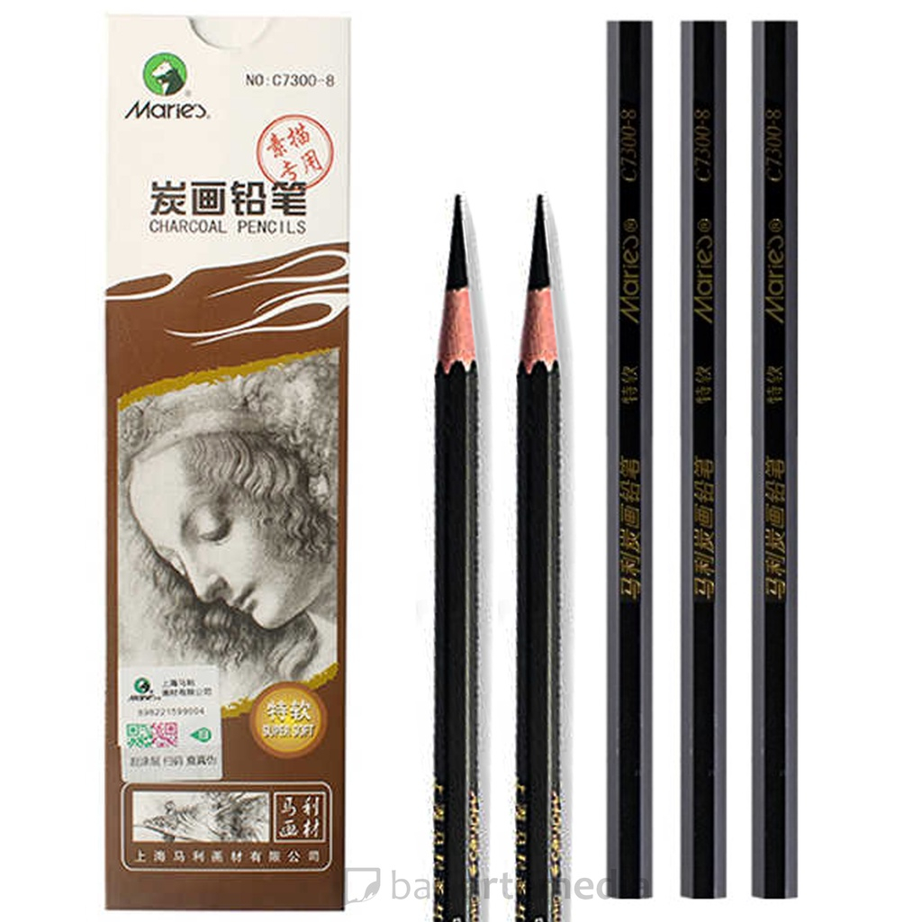 Maries Charcoal Pencil -  Super Soft / Soft / Medium(neutral)/Hard