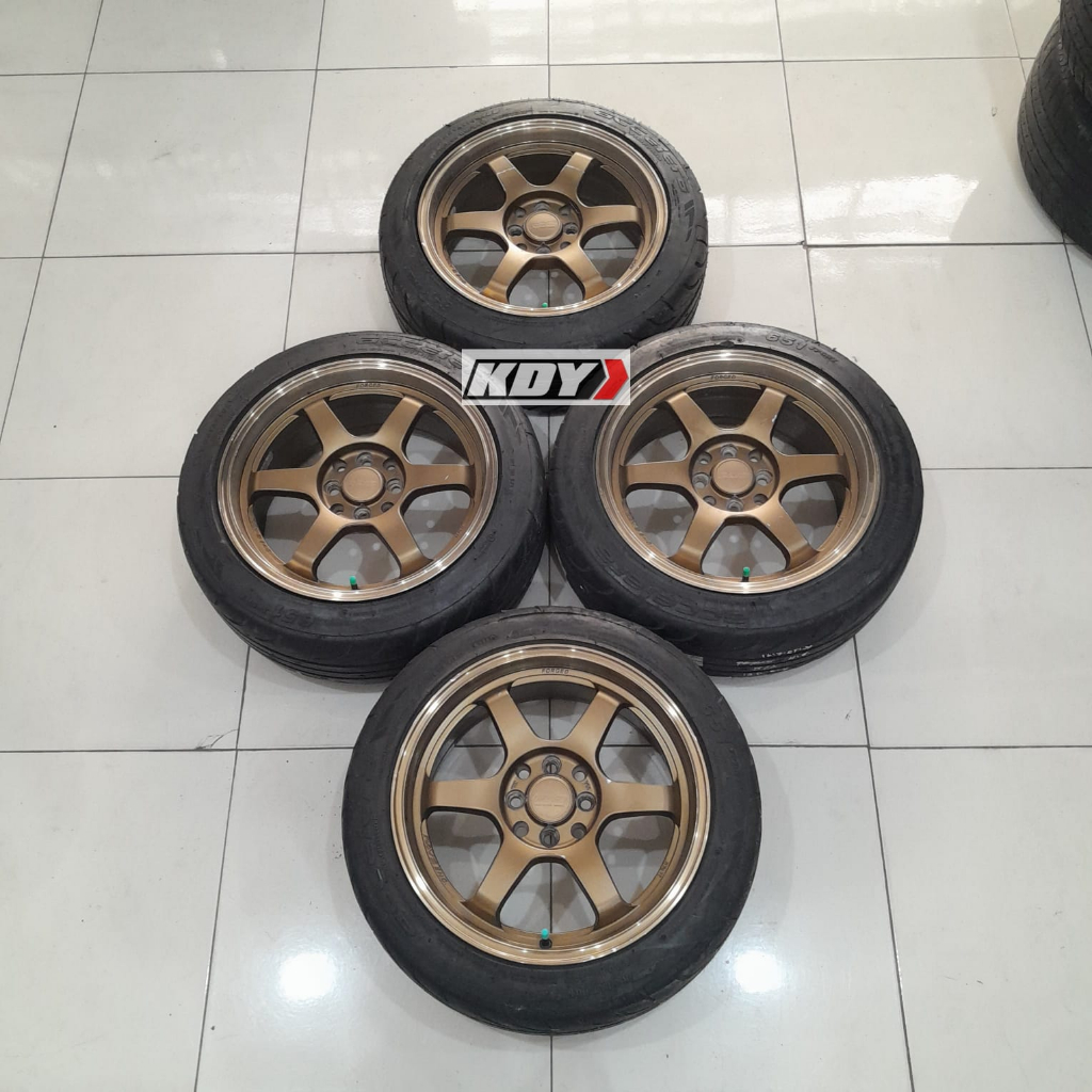 Pelek Racing Mobil Murah Bekas Rays TE37 Ring 16 + Ban Accelera 651 Sport 195 50 R16
