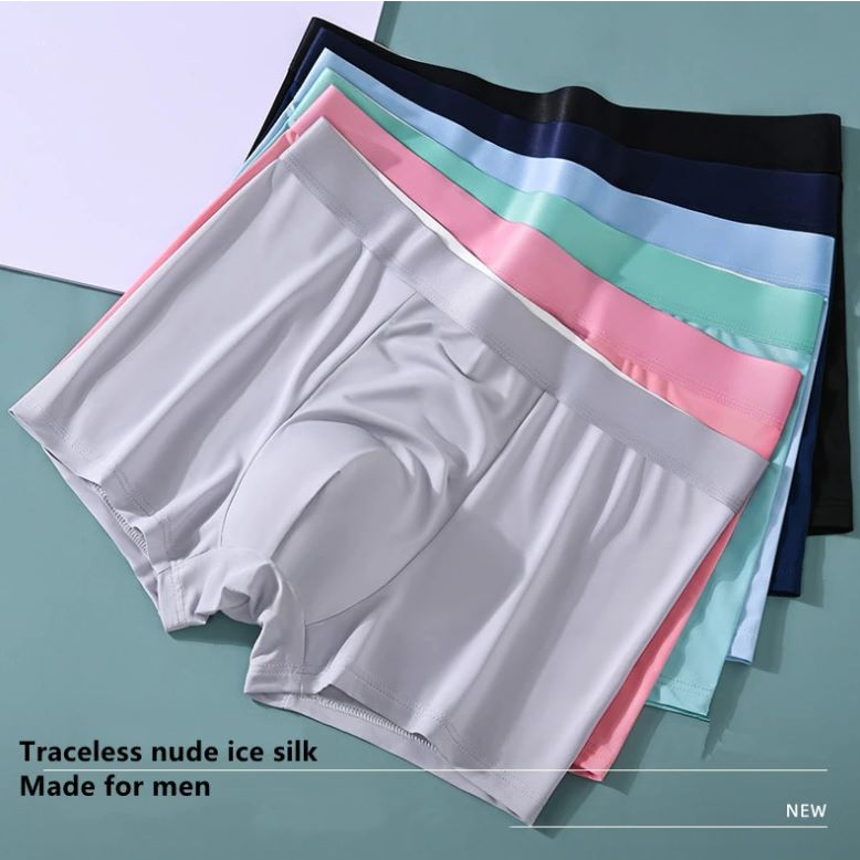 Celana Dalam Boxer Pria Ice Silk Solid Color Men CD002