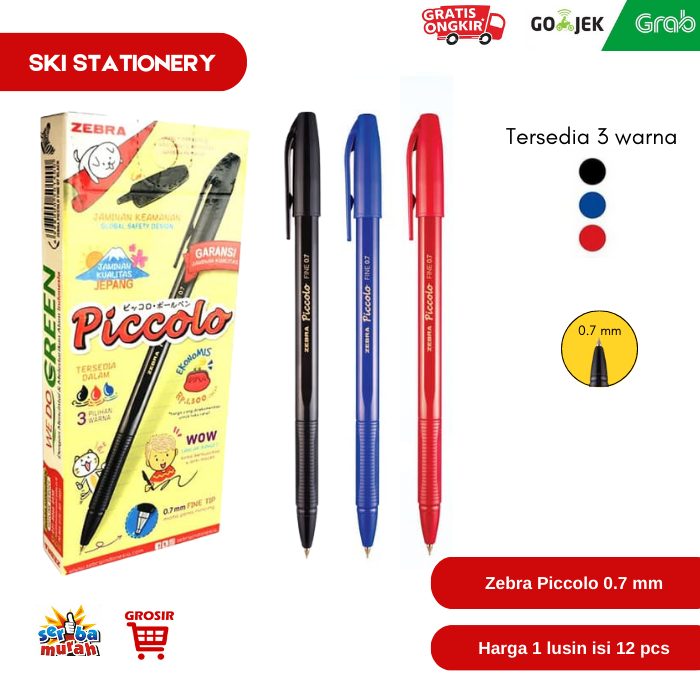 

Bolpoin / Pulpen / Bolpen ZEBRA PICCOLO 0.7mm grosir 1 LUSIN