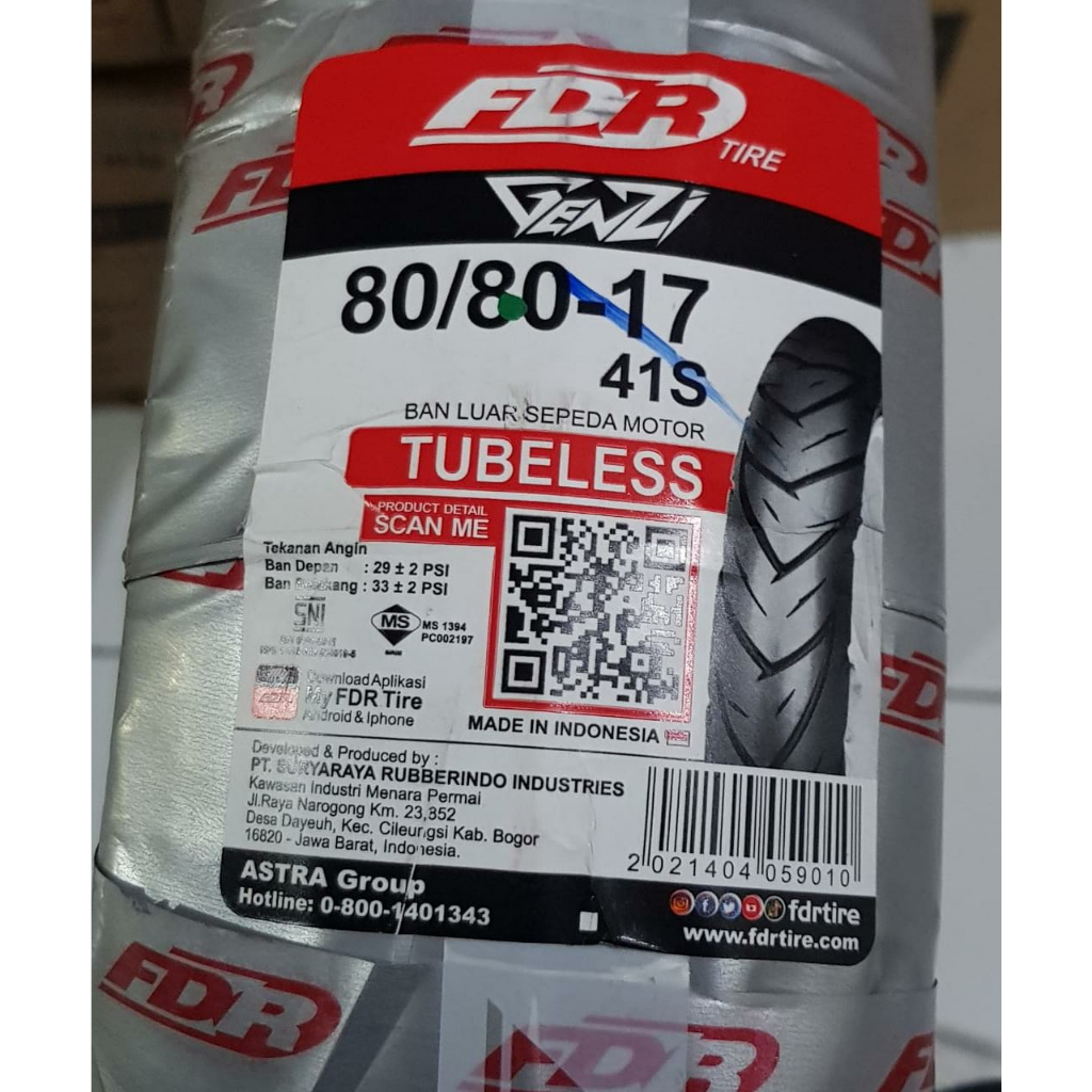 Ban Luar FDR Genzi 80 / 80 ring 17 Tubeless Type