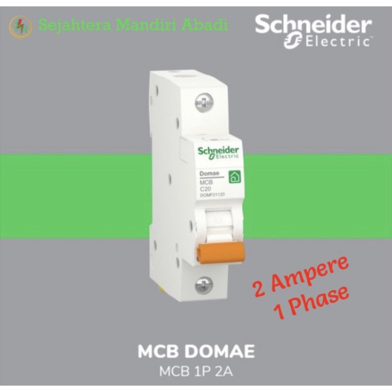 MCB 2 Ampere 1 Phase Domae 6kA Schneider Original Merlin Gerin