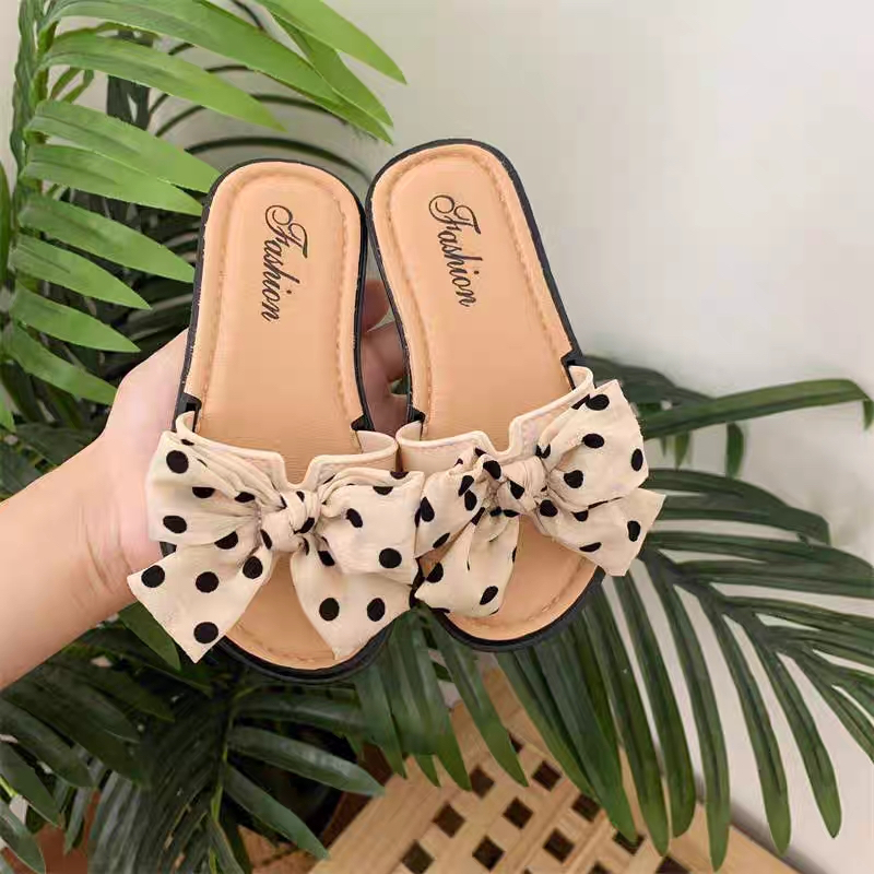 GROSIRTAS LV0132 Sandal Flat Anak Perempuan Motif Pita Polkadot Karet Lentur