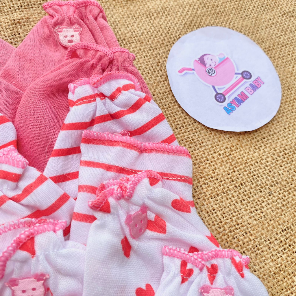 3 PCS Sarung Tangan 3 PCS Sarung Kaki Series PINK Sablon ASYAM BABY