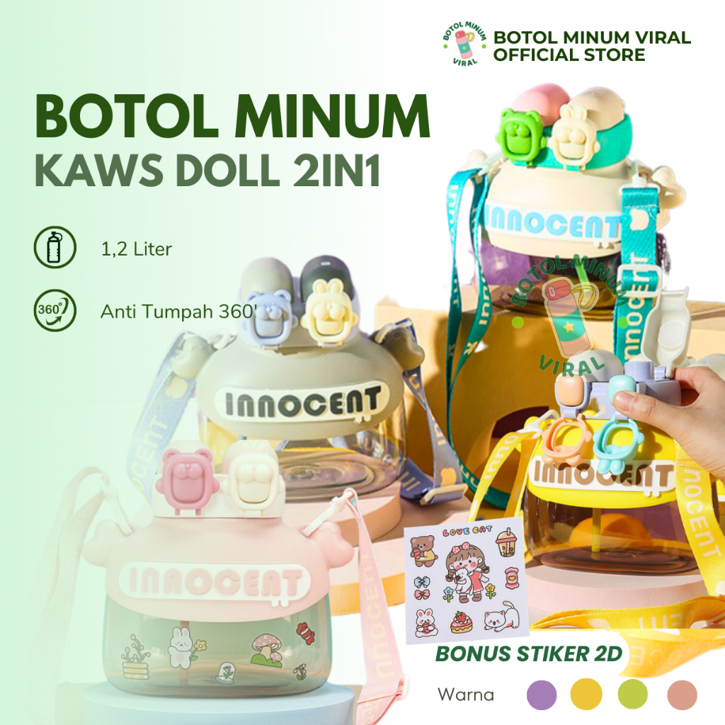 Botol Minum Anak Bpa Free Sedotan Anti Bocor Karakter Tali 1,2 Liter